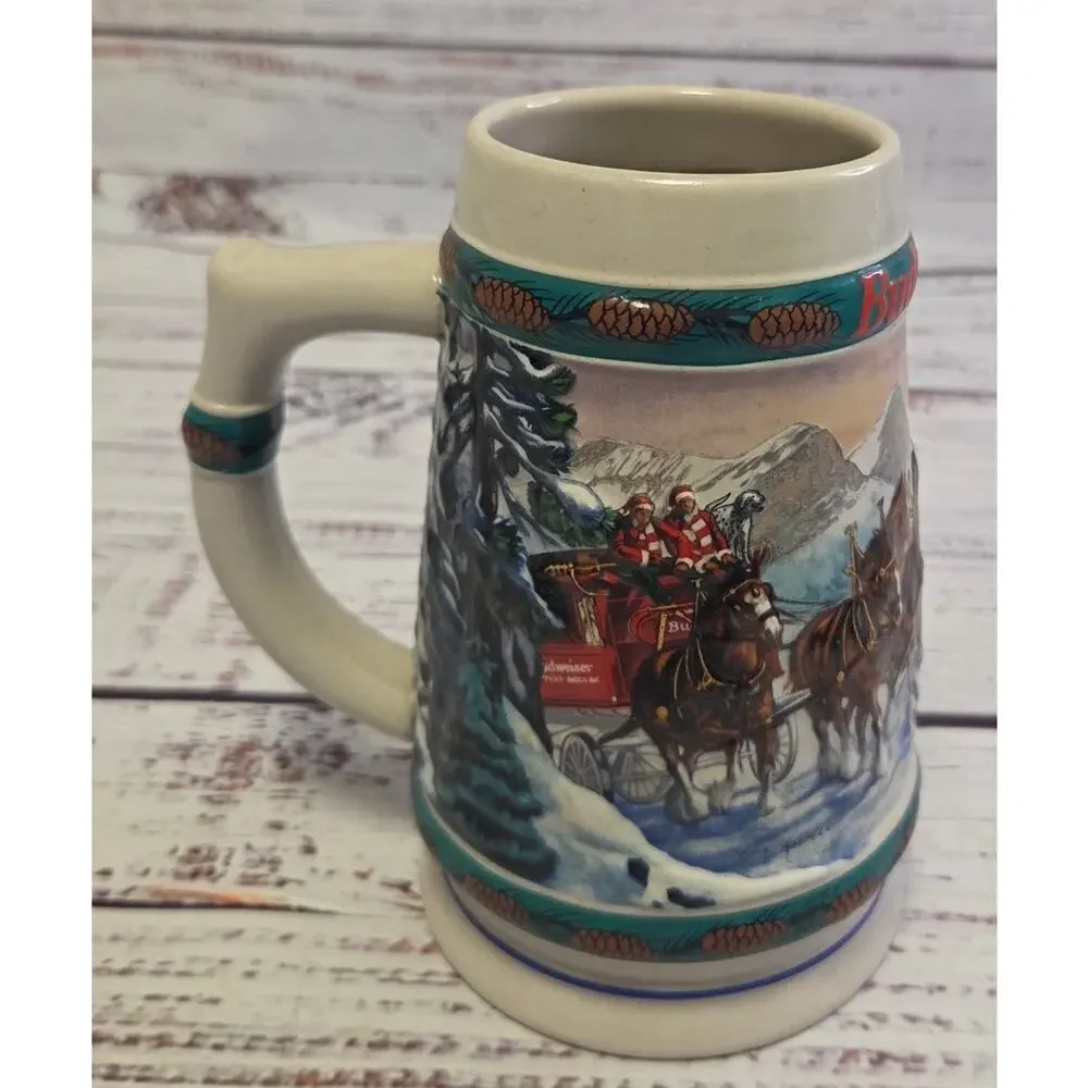 1993 Budweiser Holiday Stein Collection Snowy Mountain 6.5